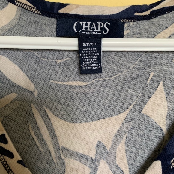 2/$60Chaps NW Blue Cream Floral Jersey Midi Dress - Picture 4 of 10